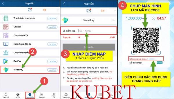 Nạp tiền JC bằng Viettel pay