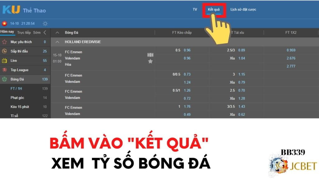 Kết quả bóng đá số